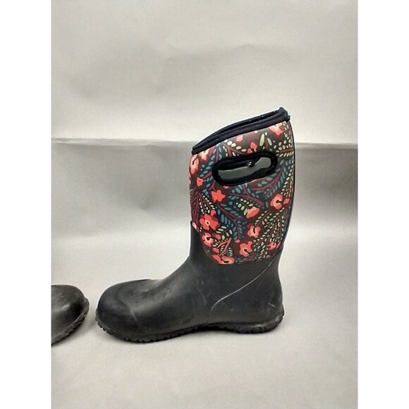Bogs York Snow Boot Women 7 Black Flowers Waterproof Insulation -20 Degrees Warm - Picture 11 of 13